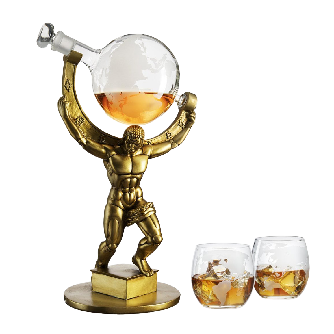 Atlas Bronze World Whiskey Decanter Globe - 15" Tall
