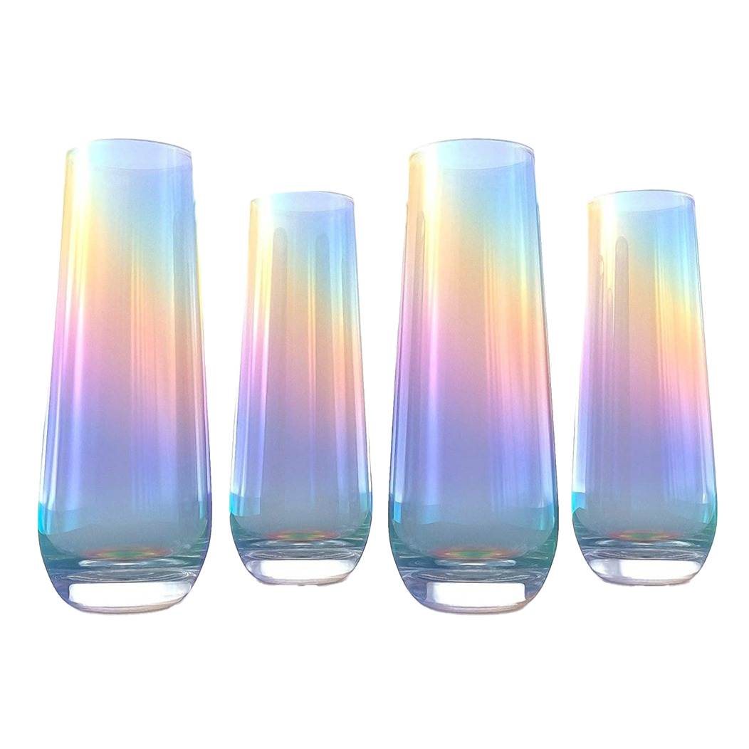 Iridescent Luster Pearl Radiance Set of 4 Wine Glasses 10oz-0
