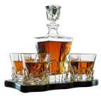 Crystal Wine and Whiskey Iceberg Mountain Glacier Decanter with 4 Glasses-0