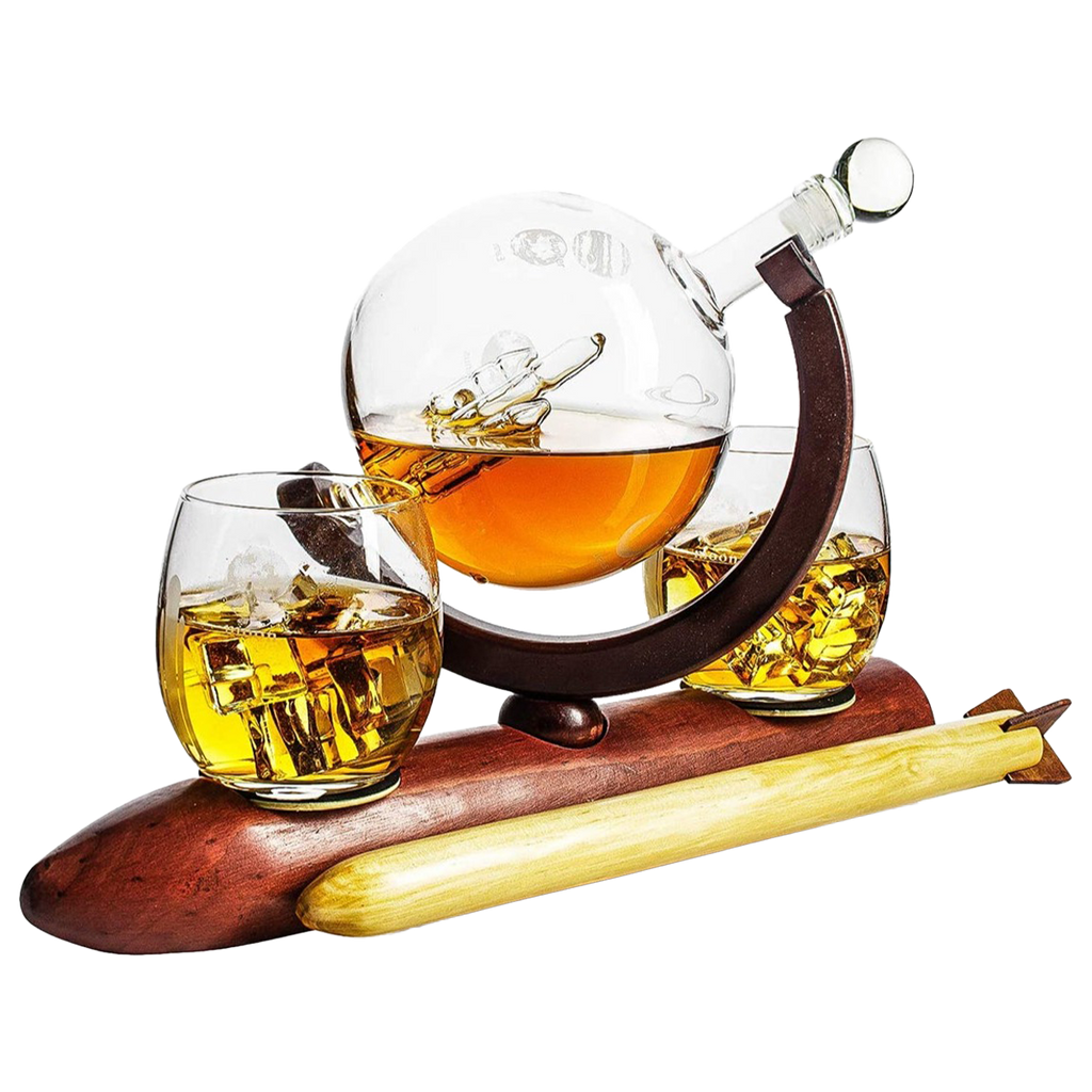 Rocket Whiskey Decanter Set, Planets Globe Decanter-0