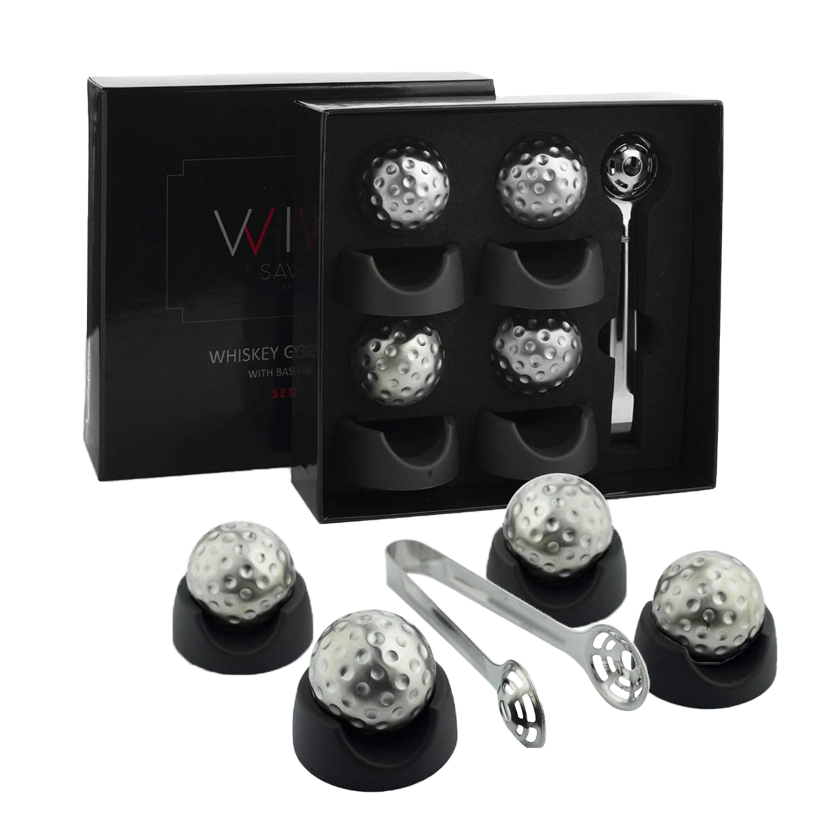 Golf Ball Shaped Stainless Steel Whiskey Stones-1