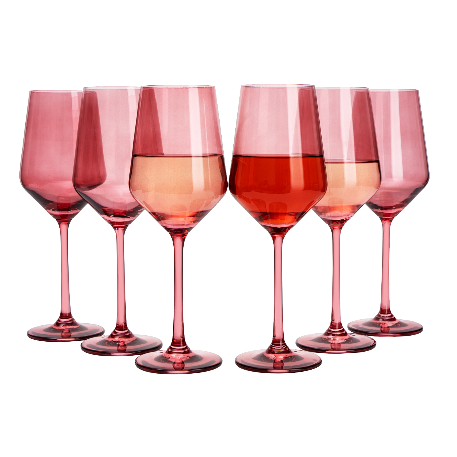 Set of 6 Colored Wine Glasses - 12 oz (Rose)-0