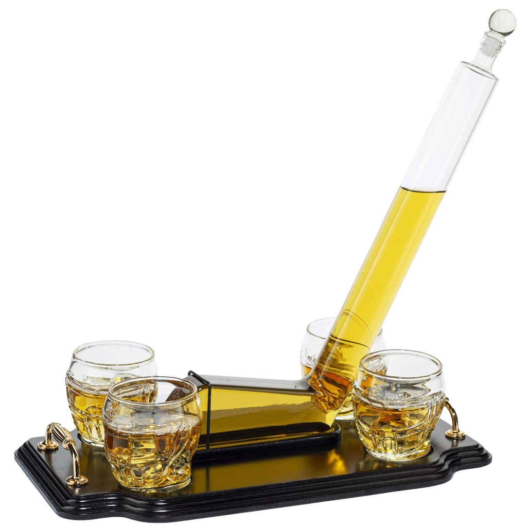 Ice Hockey Whiskey Decanter Set With 4 Helmet Whiskey Glasses-1