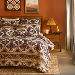 DaDa Bedding Majestic Oriental Kilim Bedspread - Royal Persian Traditional Design Intricate Ornate Ornament Print Coverlet w/ Shams-0