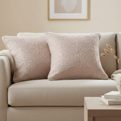 DaDa Bedding Set of 2-Pieces Sandy Beige Taupe Square Cushion Throw Pillow Covers, 18" x 18" (JHW-585)-0