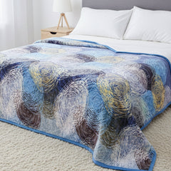 DaDa Bedding Swirly Navy Blue Lagoon Abstract Mink Flannel Fleece Throw Blanket (XY9897)-2