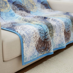 DaDa Bedding Swirly Navy Blue Lagoon Abstract Mink Flannel Fleece Throw Blanket (XY9897)-3