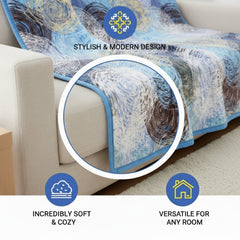 DaDa Bedding Swirly Navy Blue Lagoon Abstract Mink Flannel Fleece Throw Blanket (XY9897)-1