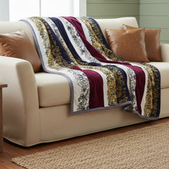 DaDa Bedding Botanical Floral Striped Carnations Mink Flannel Fleece Throw Blanket (XY9829)