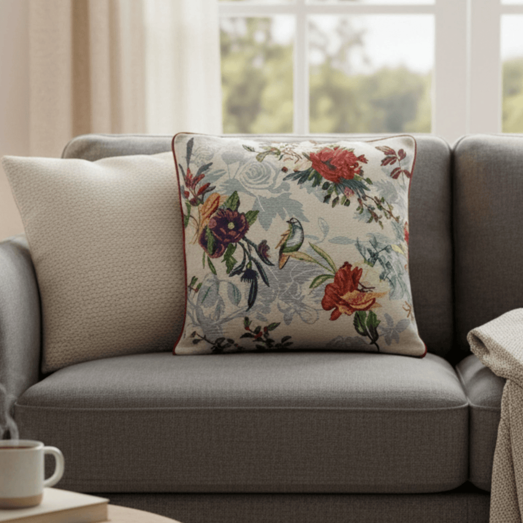 DaDa Bedding Elegant Tropical Paradise Birds Floral Tapestry Throw Pillow Covers 16" (18116)-0