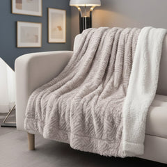DaDalogy Lavender Grey Faux Fur Sherpa Throw Blanket-3