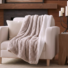 DaDalogy Lavender Grey Faux Fur Sherpa Throw Blanket-4