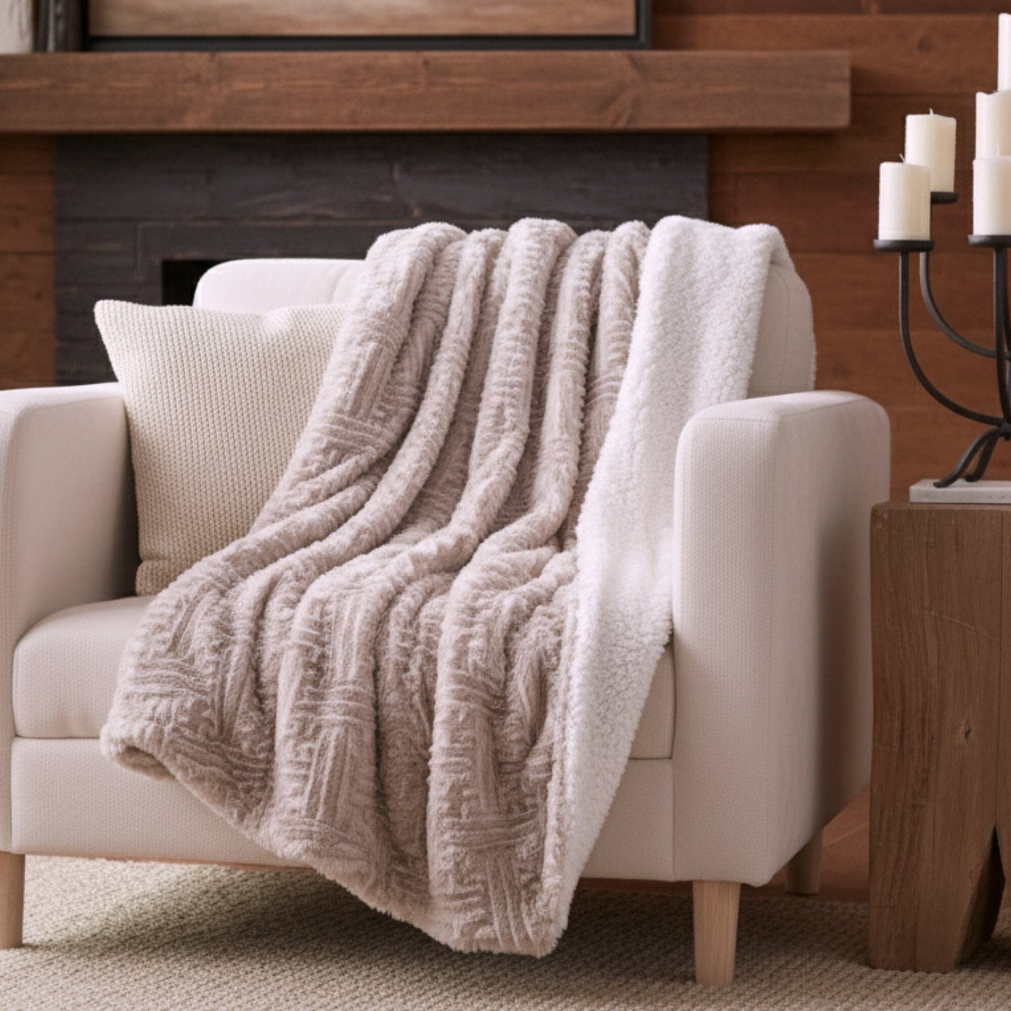 DaDalogy Lavender Grey Faux Fur Sherpa Throw Blanket-4