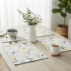 DaDa Bedding Set of 4-Pieces Sunshine Yellow Fleur Spring Tapestry Dining Table Placemats 13” x 19” (18112)-1