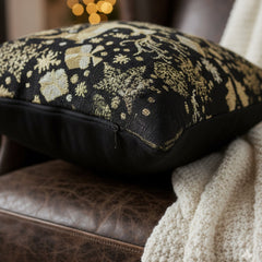 DaDa Bedding Magical Golden Reindeer Woven Tapestry Throw Pillow Covers 16" x 16"-3
