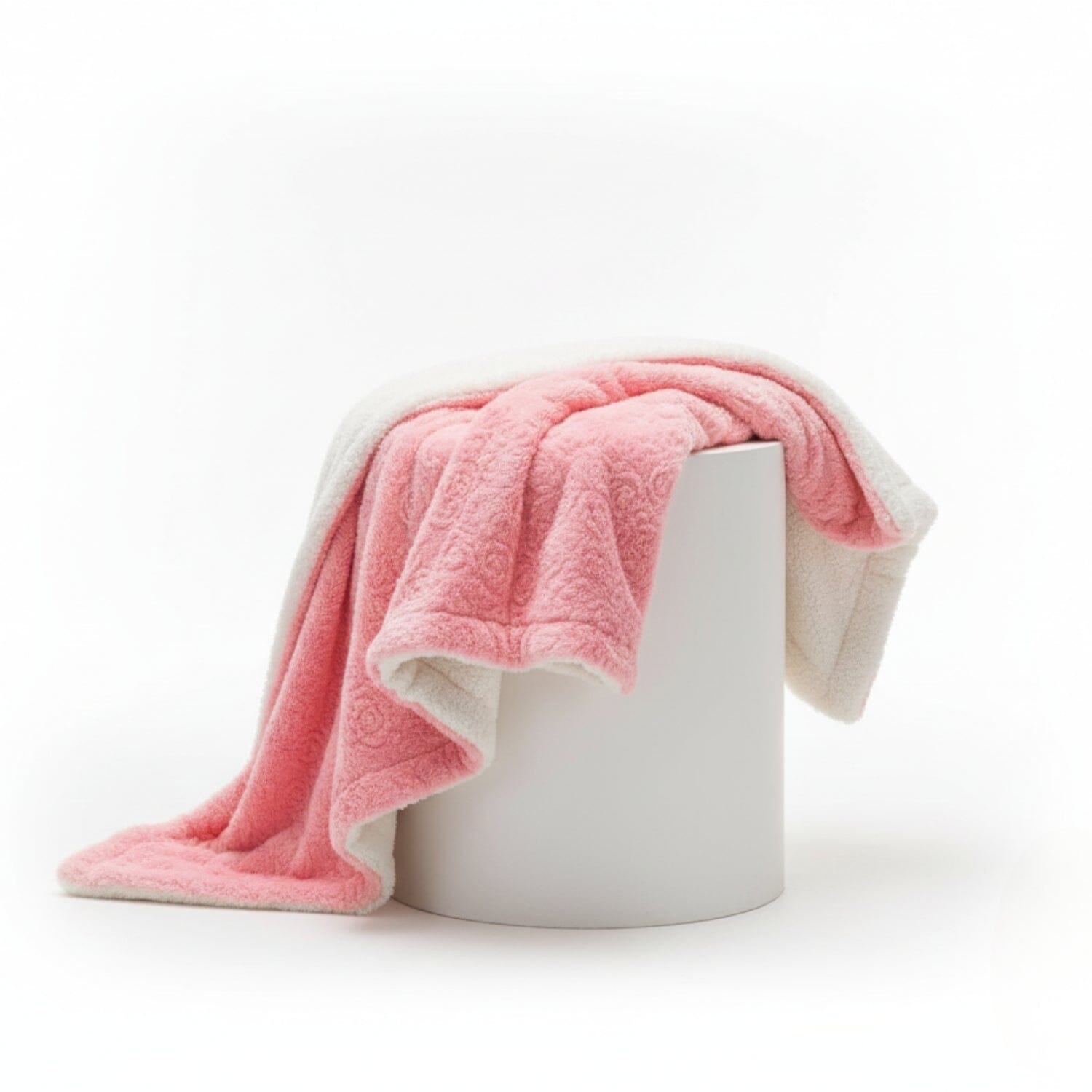 DaDa Bedding Luxury Blossom Pink Rose Buds Pink Sherpa Backside Faux Fur Throw Blanket (BL-171752)-2