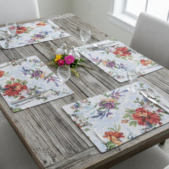 DaDa Bedding Set of 4-Pieces Tropical Sky Blue Birds Floral Tapestry Dining Table Placemats 13” x 19” (18116)-2