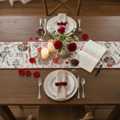 DaDa Bedding Sweet Heart Love Notes Pink Floral Woven Tapestry Dining Table Runner (18273)