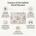 DaDa Bedding Set of 4-Pieces Dainty Cottage Floral Roses Quilted Cotton Dining Table Placemats 13” x 19” (3036)-1