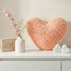 DaDa Bedding Heart Shaped Pillow Coral Peach Pink Faux Fur & Sherpa Soft Decorative Throw Pillow - 14x16 inches Coral Peach for Valentine's Day or Any Special Occasion-0