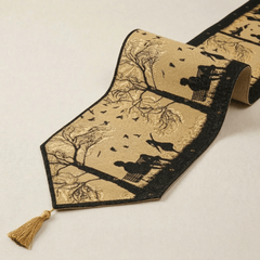 DaDalogy Autumn Birds Family Gathering Woven Tapestry Dining Table Runner (18198)-0