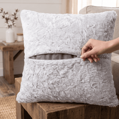DaDa Bedding White Purple Faux Fur Pillow Cover-3