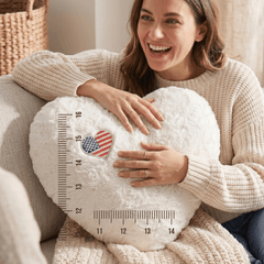 DaDa Bedding Collection Handmade in USA Faux Fur and Sherpa Heart Pillow - Cozy & Decorative Cushion with USA Flag Design - Made in USA - Perfect for Home Decor & Patriotic 4th of July Decor-4