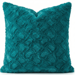 DaDa Bedding Emerald Green Blue Faux Fur Pillow Cover-0