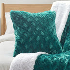 DaDa Bedding Emerald Green Blue Faux Fur Pillow Cover-4