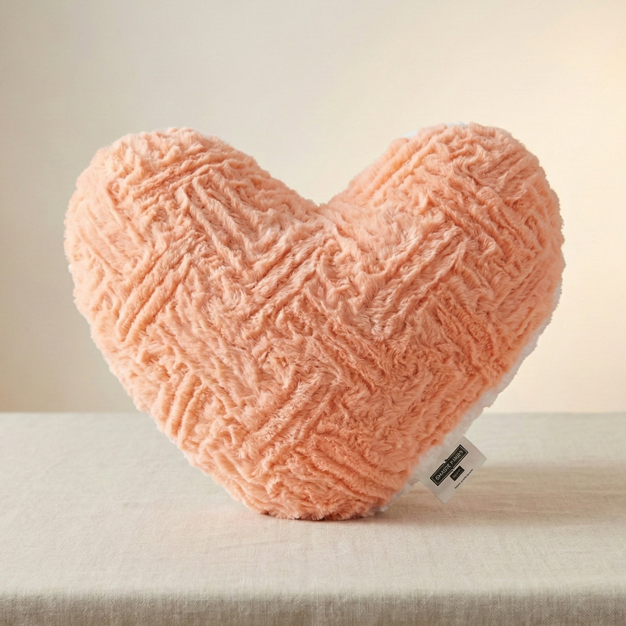 DaDa Bedding Heart Shaped Pillow Coral Peach Pink Faux Fur & Sherpa Soft Decorative Throw Pillow - 14x16 inches Coral Peach for Valentine's Day or Any Special Occasion-1