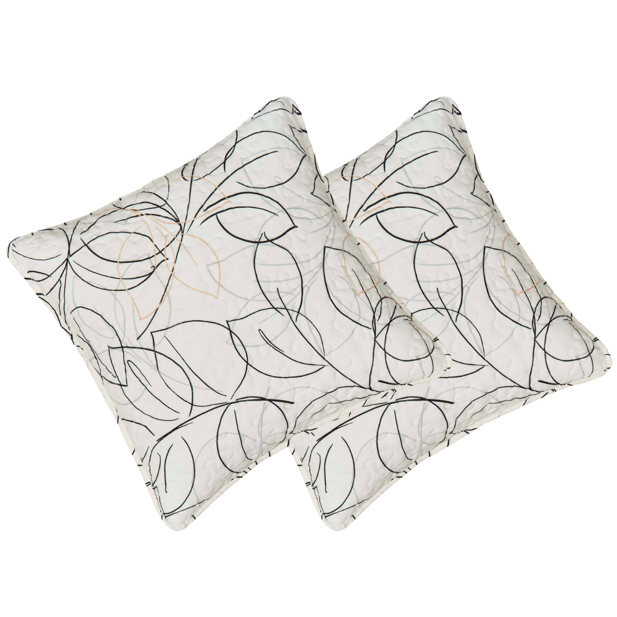 Tache Modern Abstract Leaf Line Art Foliage White Grey Black Gold Cushion Covers / Euro Sham (TJ3571)-2