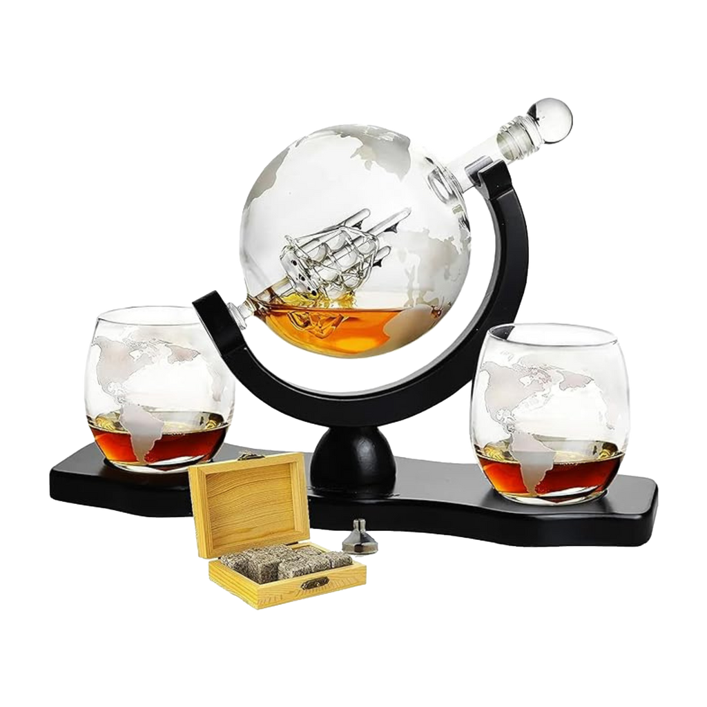 Whiskey & Wine Decanter Globe World Set - 850ml-0