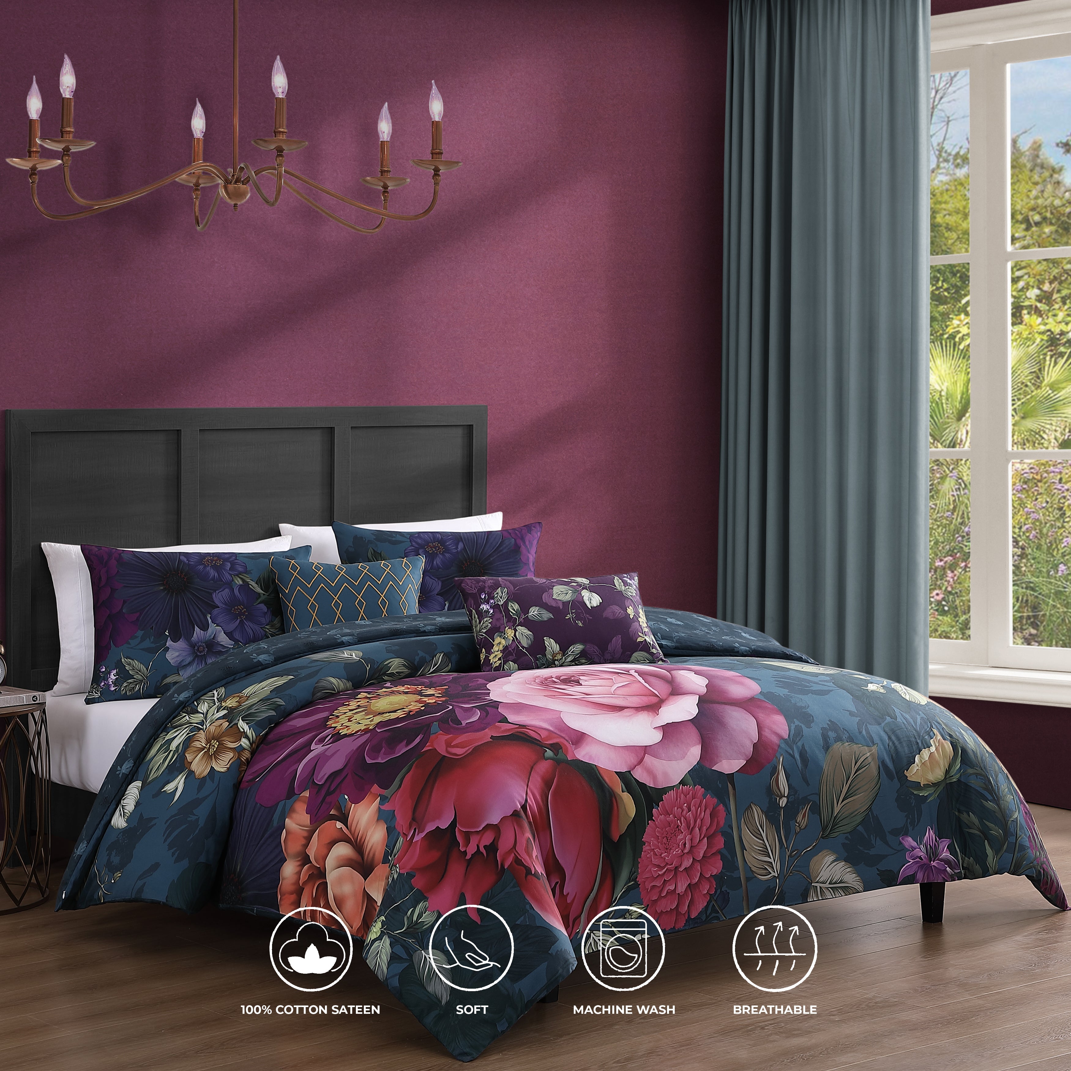 Bebejan Vibrant Flora 5 Piece Reversible Comforter Set