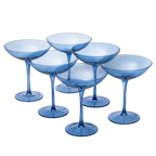 Cobalt Blue Colored Champagne Coupe Glasses 12oz Set of 6-0