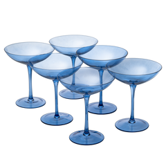 Cobalt Blue Colored Champagne Coupe Glasses 12oz Set of 6-0