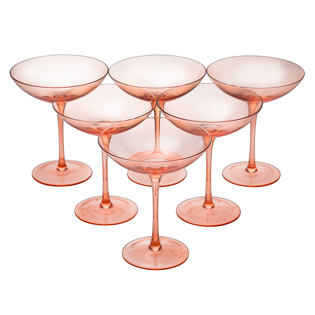 Colored Vintage Glass Coupes 12oz (6, Orange)-0