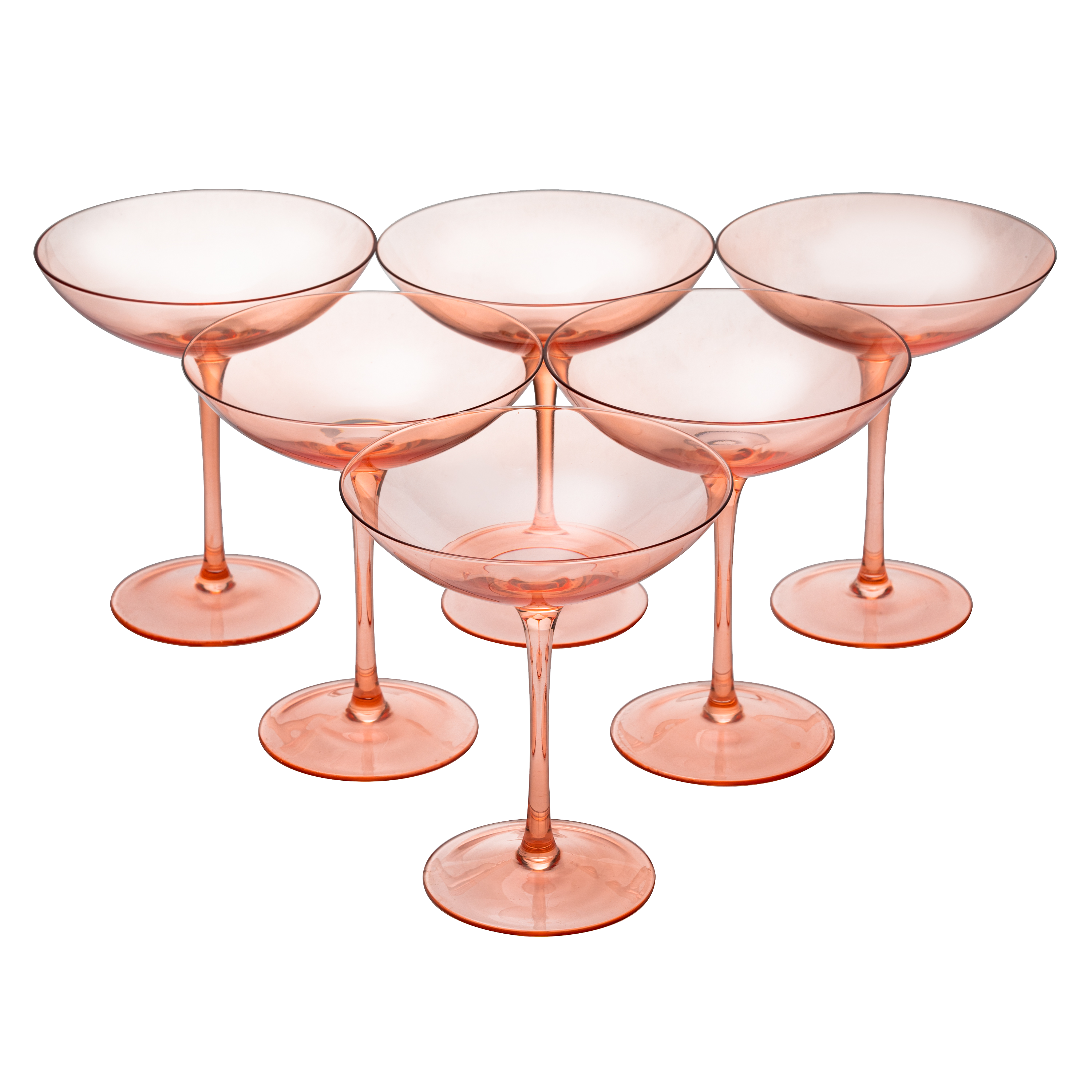 Colored Vintage Glass Coupes 12oz (6, Orange)-0
