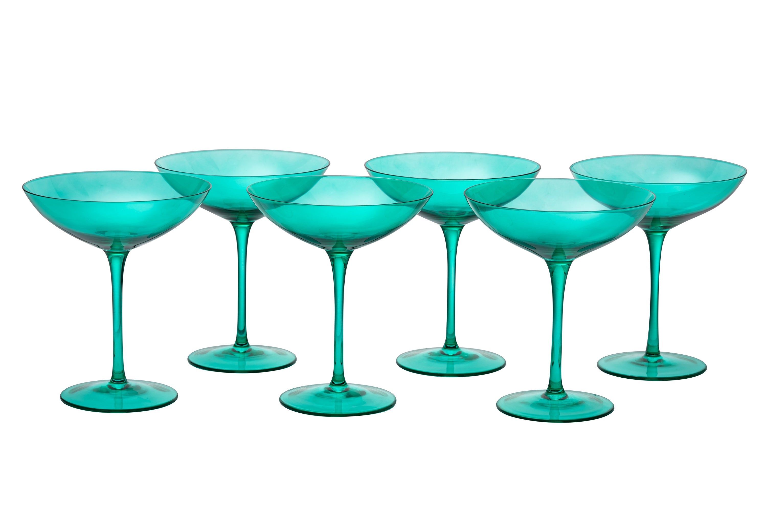 The Wine Savant Colored Vintage Glass Coupes 12oz (6, Teal)-4