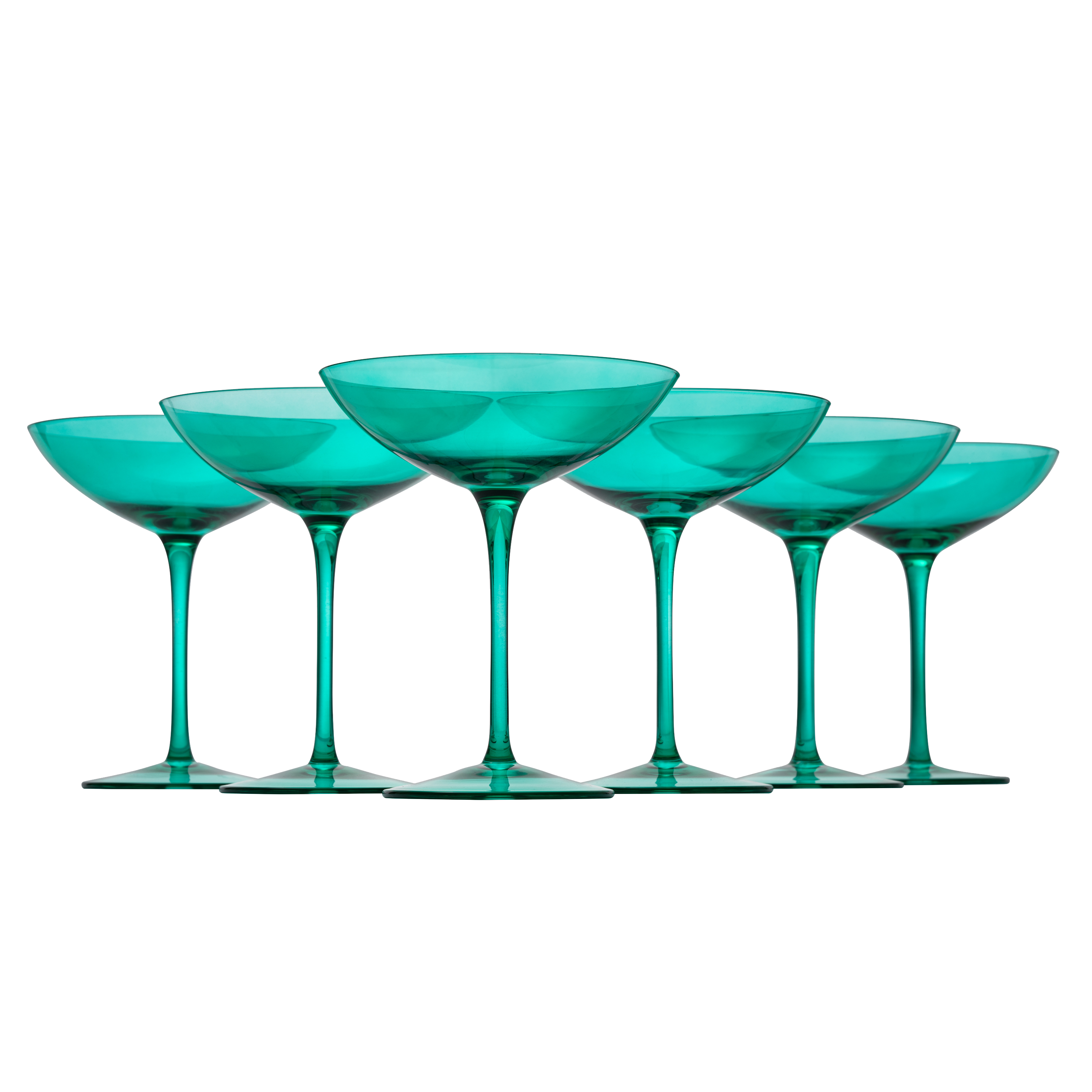 The Wine Savant Colored Vintage Glass Coupes 12oz (6, Teal)-0