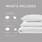 King Size Microfiber Pleated Soft Washed Comforter Set White-4