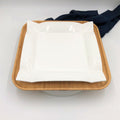 Square Bamboo And Fine Porcelain Contemporary Dinnerware Set