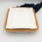 Square Bamboo And Fine Porcelain Contemporary Dinnerware Set