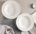 White Porcelain Deep Plate With Embossed Wide Rim 9" inch | For soup, pasta, salad