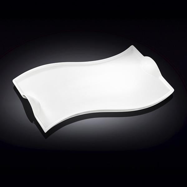 Flat Porcelain White Dish With Handles 14" inch | 36 Cm-1