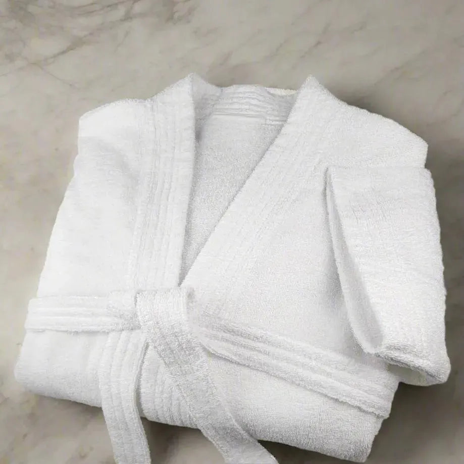 (2 pack) 100% Cotton White Terry Kimono Bathrobe
