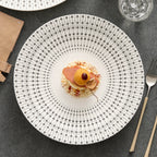 White Glazed Ceramic Dinner Plate – Heart Pattern Design, Available in 10.5" and 12" Sizes for Elegant Dining-1