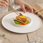 Textured Rim Porcelain Dinner Plate | Inner Coupe Fine Dining Plate-1