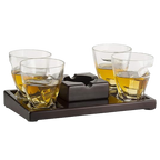 The Wine Savant Cigar Glasses Tray & Ash Tray, 4 Whiskey Cigar Glasses