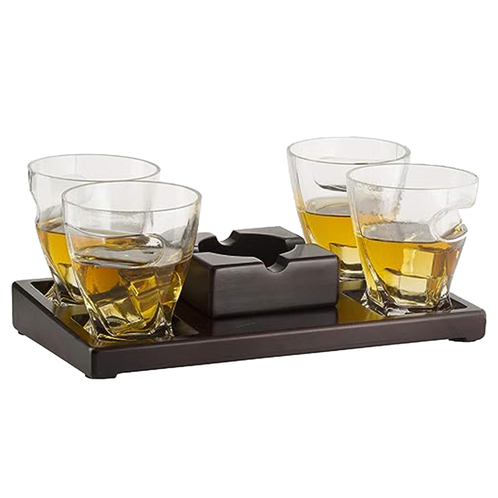 The Wine Savant Cigar Glasses Tray & Ash Tray, 4 Whiskey Cigar Glasses