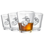 Marine USMC Whiskey & Wine Glasses Set of 4-0